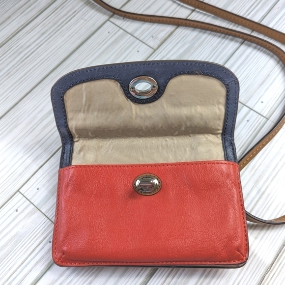 Coach Park Leather Dylan Colorblock Mini Crossbody Bag in Navy Blue and Red - Picture 7 of 11